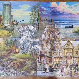 Art Gallery Family 6 Assorted Puzzles SURE LOX Cozy Snow Beach Farm MISSING 1 PC